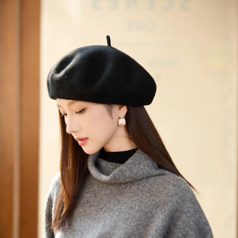 Wool Beret Women's Autumn and Winter Fashion Painter Hat Temperament Bud Hat Warm Pumpkin Hat