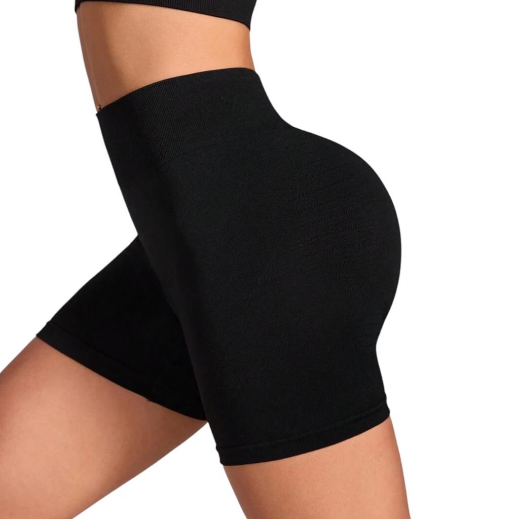 Colanti Scurti Push Up High Waist - Women's Fitness Leggings, Black, One Size