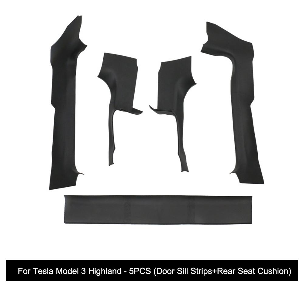 For Tesla Model 3 Highland Front Rear Door Sill Strip Guards Protective Mats Rear Underseat Cushion TPE Anti-dirty Pads