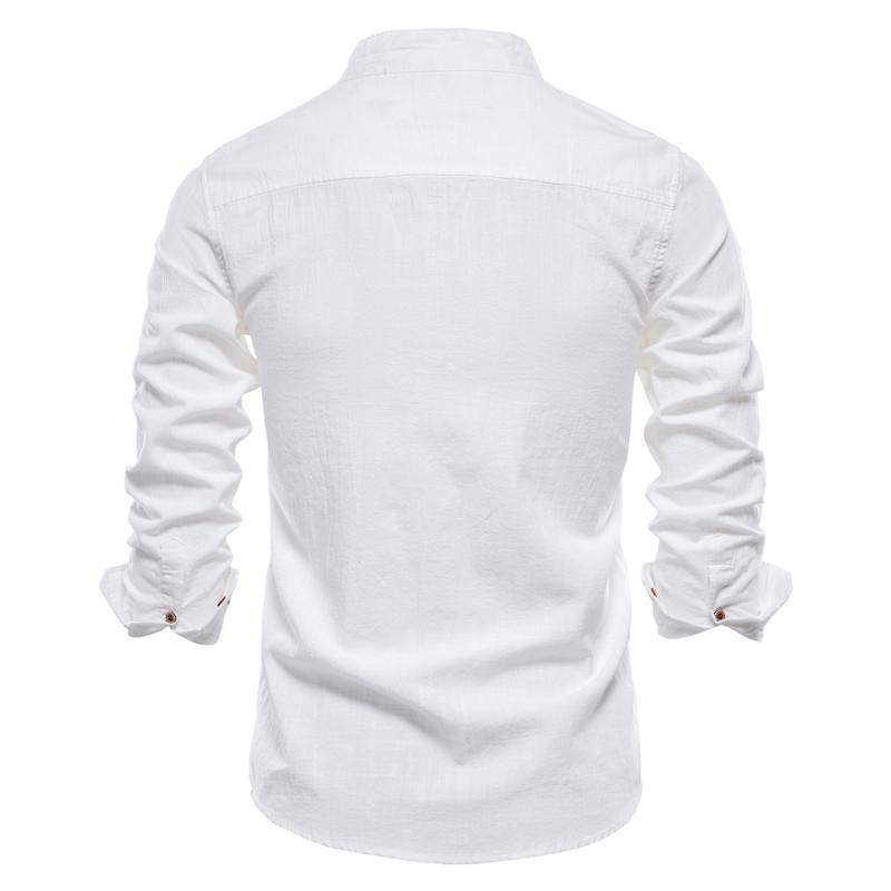 Camicia Sociale in Cotone da Uomo Tinta Unita Manica Lunga Camicia di Alta Qualità per Uomo Primavera Stand Casual Camicie da Uomo