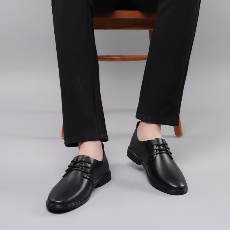 Fashionable Classic Black Men's Spring Lace Up Casual Leather Shoes Brand New Men Leather Comfortable Oxford Sole Leather Shoes