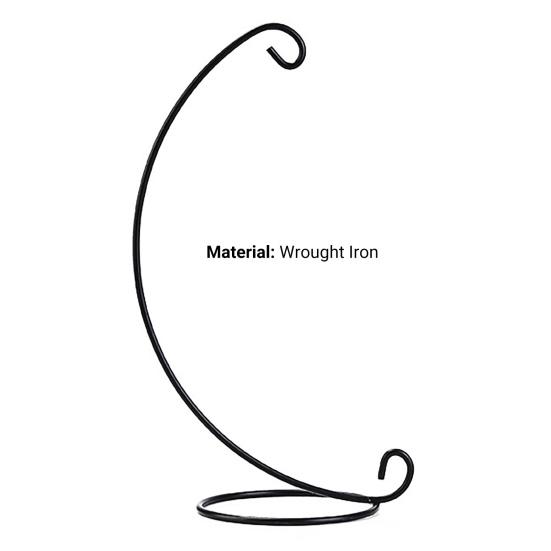 Elegant Moon Shape Basket Display Rack Beautiful Sturdy Wrought Iron Basket Display Stand Home