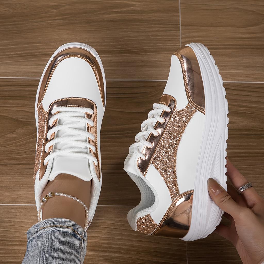 Thick-Soled Height-Increasing Silvery Rocking Shoes, Comfortable Cushioned Casual Sneakers, Women Shoes