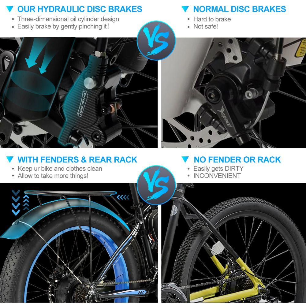 Electric bicycle PHILODO H7 Pro, 1000W motor, 48V 17.5Ah battery, top speed 45 km/h, cruising range 80km, 26x4.0 inch tires