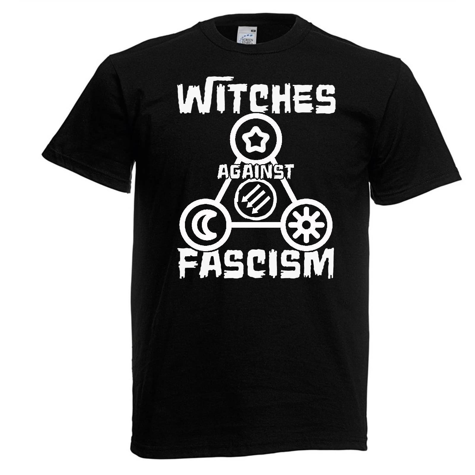 Mens Witches Against Fascism Logo Protest Symbol Unisex Black 100% Cotton T-shirt Mens Tees Top 4XL