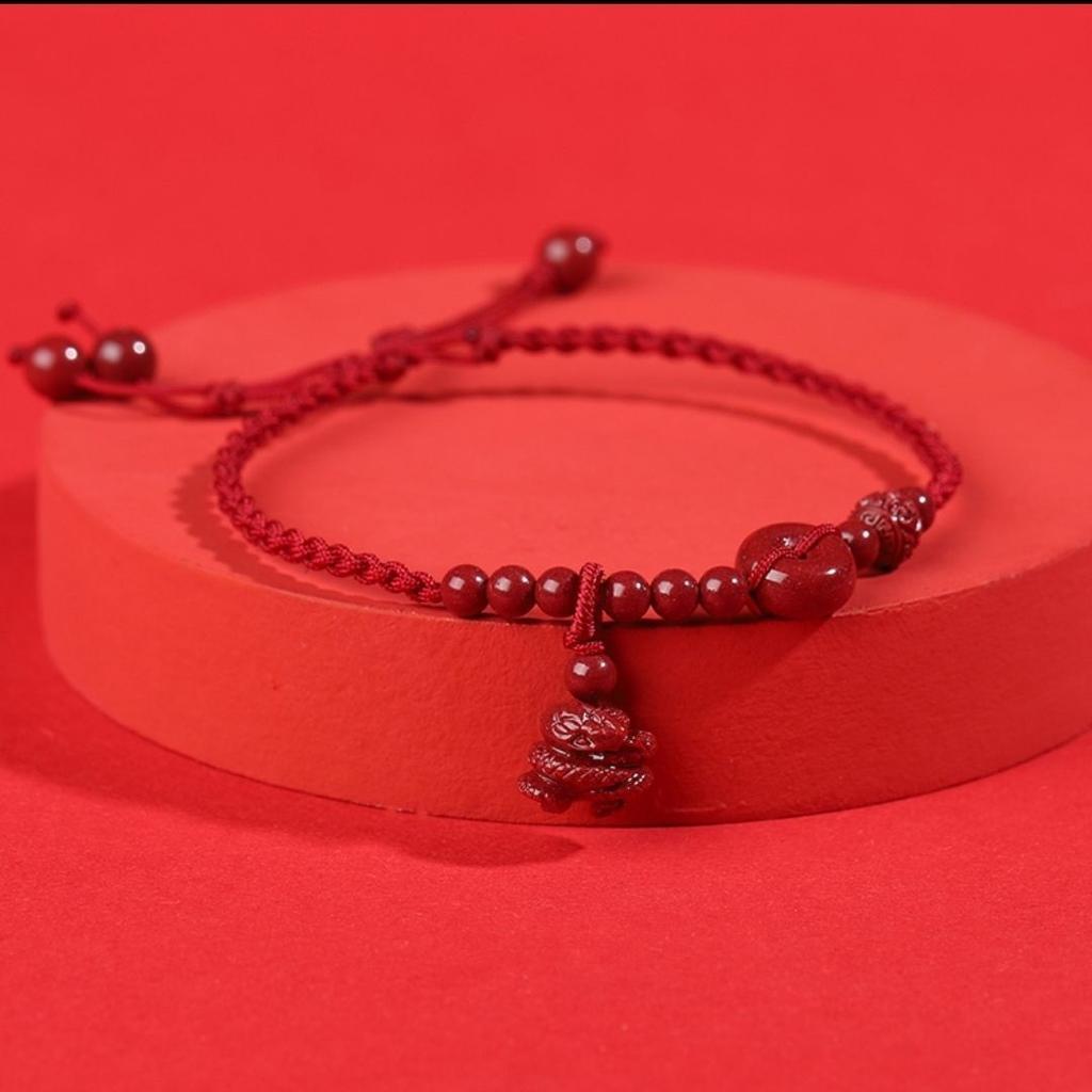 Men's and Women's Zodiac Natural Cinnabar Red Rope Anklet Female Girlfriend Anklet Female