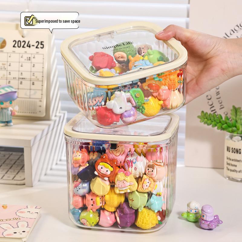 Transparent Multi-Purpose Storage Box with Lid - Large Capacity, Desktop Trash Can