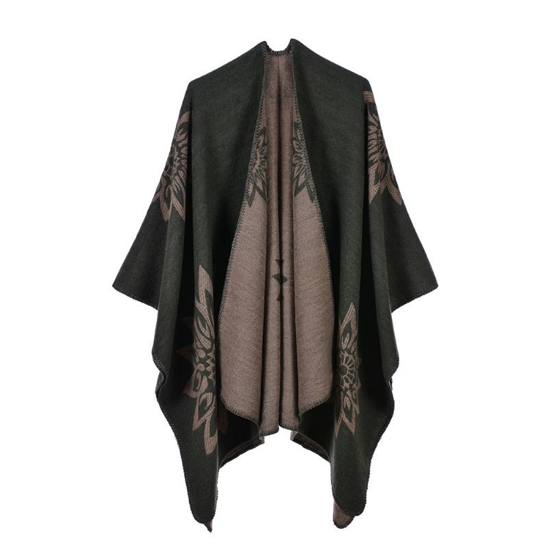 Women's Autumn and Winter Extended Fashion Scarf Shawl Dual-purpose Travel Camping Warm Double-sided Imitation Cashmere Cape