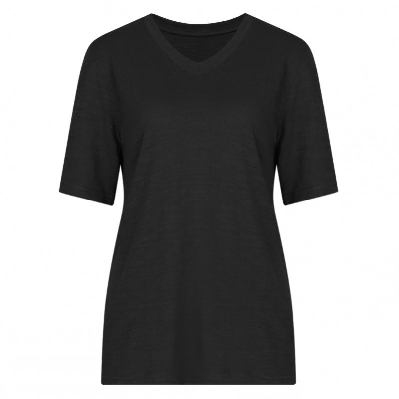 Shop Women Slub CoTTon V Neck ShorT sleeVe T shirT iVory Dai Wsh 0520