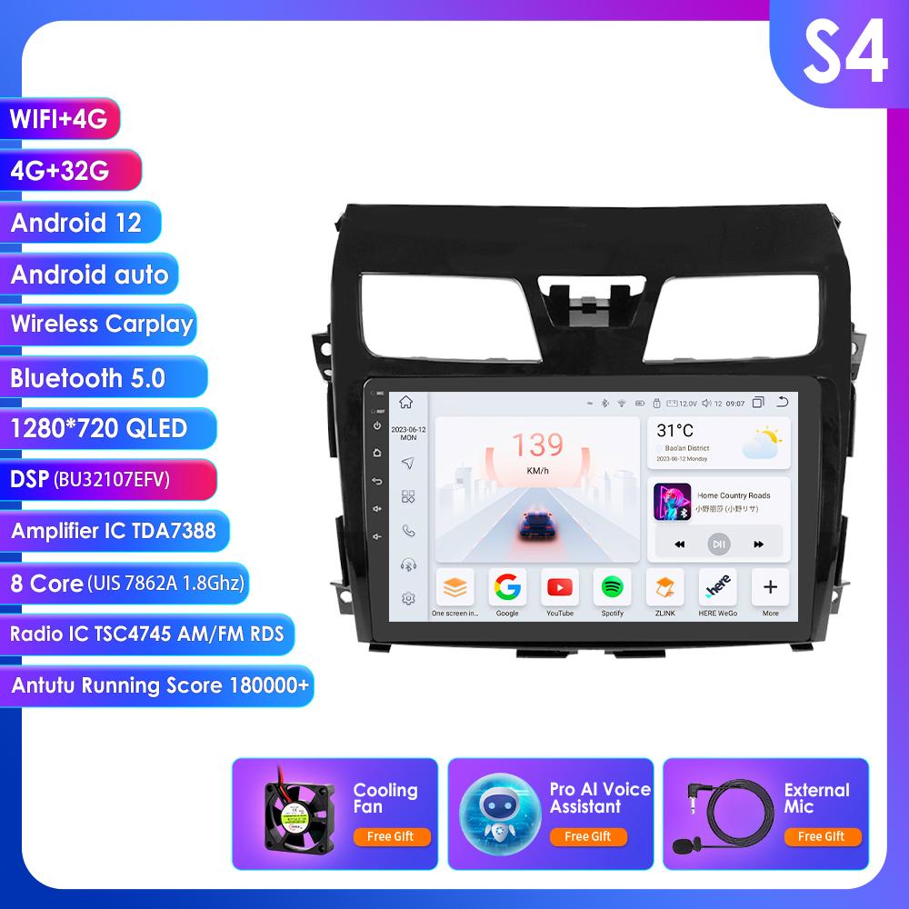 

Ossuret Intelligent 10.1 Android 14 Wireless Carplay for Nissan ALTIMA TEANA 3 2013 - 2018 2din Car Multimedia Player GPS Navi Stereo RDS BT DSP 4G S4 8Core 4G 32G AI