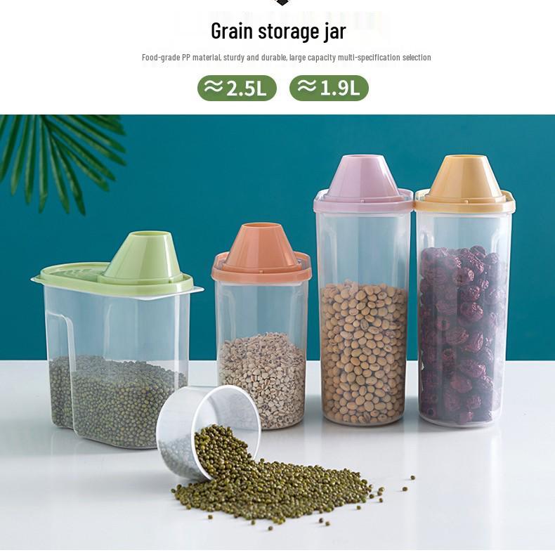 Zásobník na obilí a cereálie, plastová nádoba na skladování potravin pro suché zboží a krmivo pro psy.