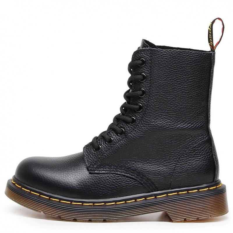 Lychee pattern tooling boots women's head layer soft cowhide couple short boots British leather locomotive boots