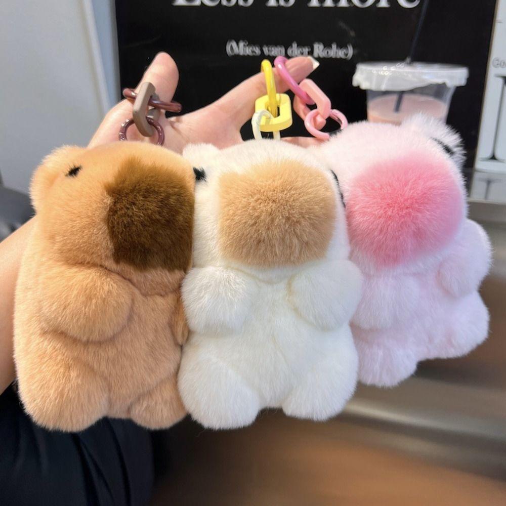 

Stuffed Doll Capybara Key Chain Cartoon Car Keyring Funny Bag Pendant Bag Accessories