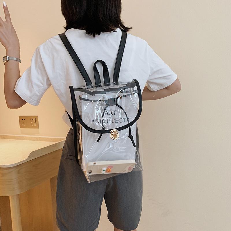Schoolbag1010 Summer Jelly Backpack Japan and South Korea New Transparent Bag Contrasting Color Backpack Casual Women's Bag Wholesale