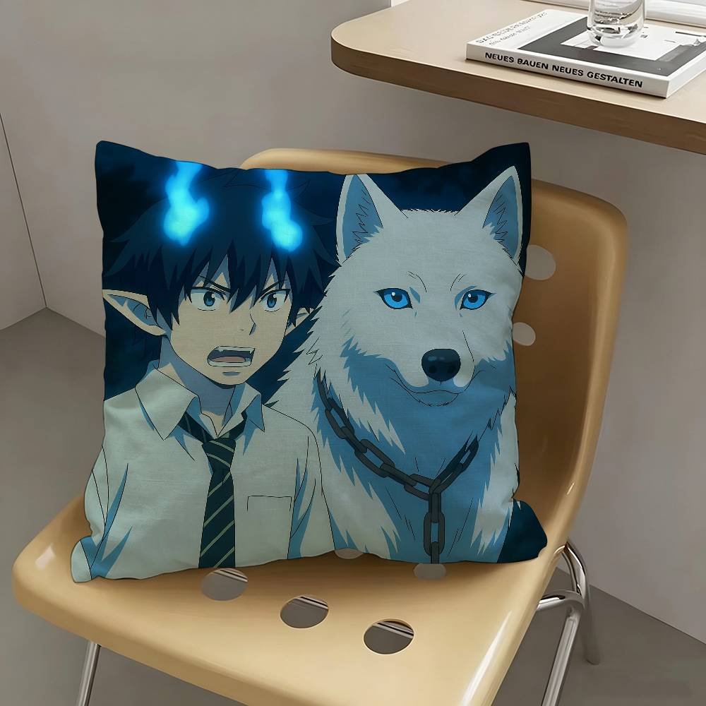 1pc Anime Blue Exorcist Pillow Case Fashion Square Pillowcase Bedroom Sofa Room Ins Decoration Leisure
