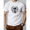 European sizes Men's Summer Casual Short Sleeve T-Shirt with Laurel Leaf & Wreath Print - Regular Fit Crew Neck Suitable for Events, Gym
