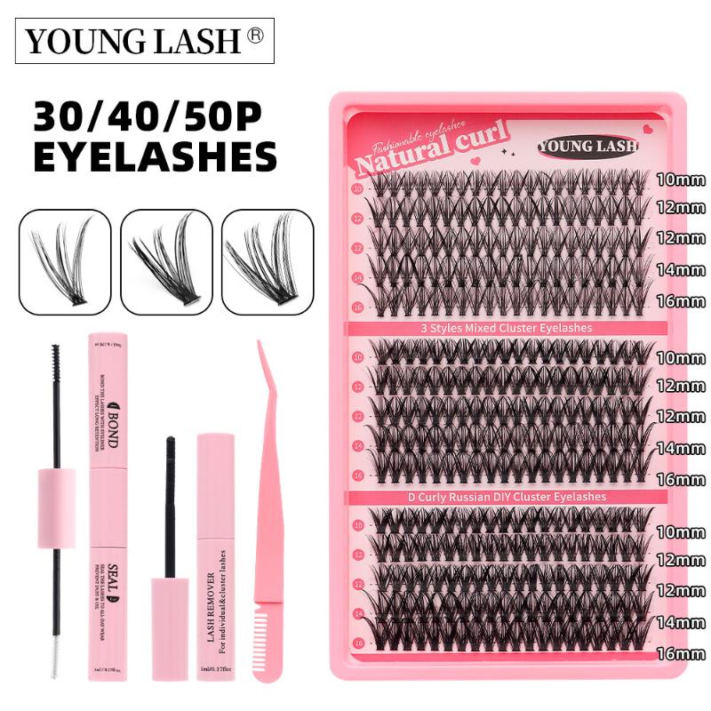 Individuelle Wimpernverlängerungen Flauschig Dicht Natürliche Büschel Falsche Wimpern Kit Segmentierte Wimpernverlängerung DIY Make-up Werkzeuge