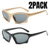 2PCS Sports Sunglasses Women Y2K Trends Punk Sun Glasses Men Retro 2000's Luxury Brand One Piece Special-Shaped