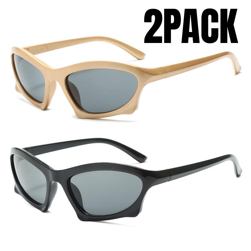 2PCS Sports Sunglasses Women Y2K Trends Punk Sun Glasses Men Retro 2000's Luxury Brand One Piece Special-Shaped