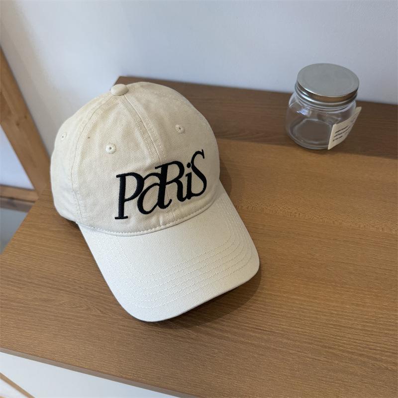 Retro Baseball Cap Women's Summer Wide Brim Simple Letter Embroidered Cap