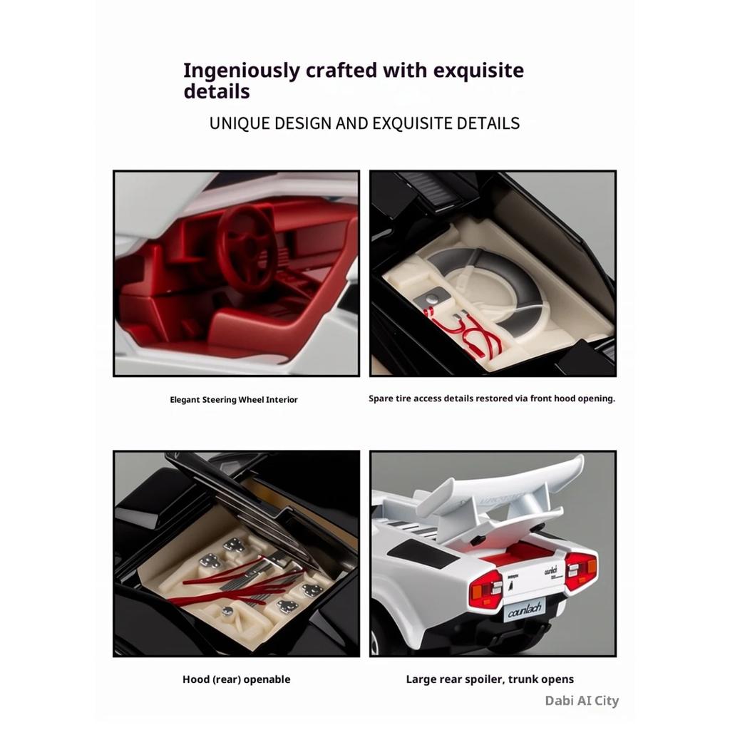 1/32 Legierung Simulation Rambo Countach LP500S Metall Druckguss Sportwagen Modellauto Spielzeugauto Junge Geburtstagsgeschenk