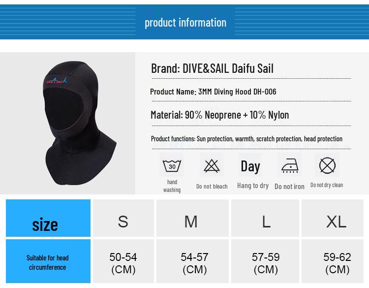 3MM Warm Diving Hood: Swim, Surf, Snorkel & Jellyfish Protection