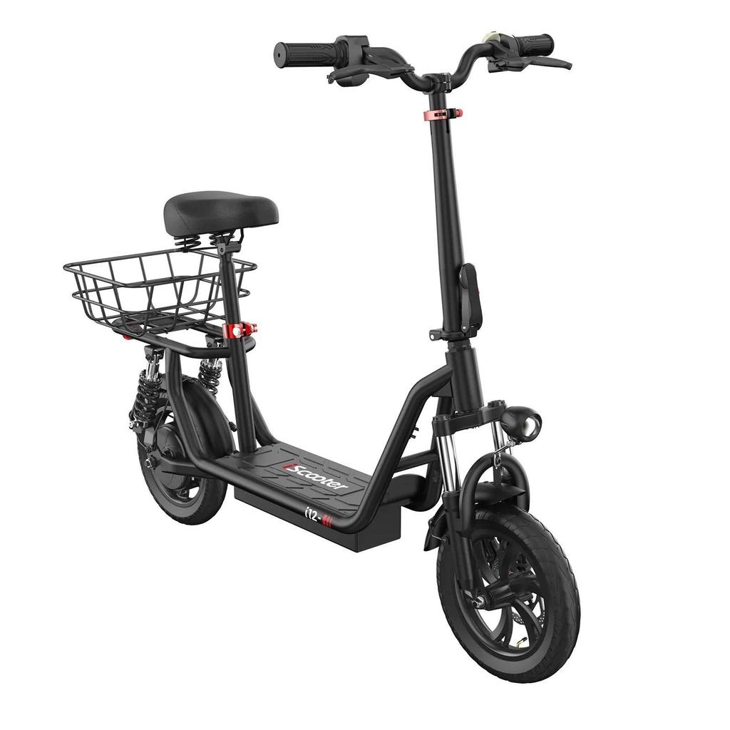 iScooter I12 Folding Electric Scooter, 500W, 36V 7.5Ah, Up To 25km/h, 30km Max Range, Dual Suspension, 12" Tires, Urban Commuter E-Scooter