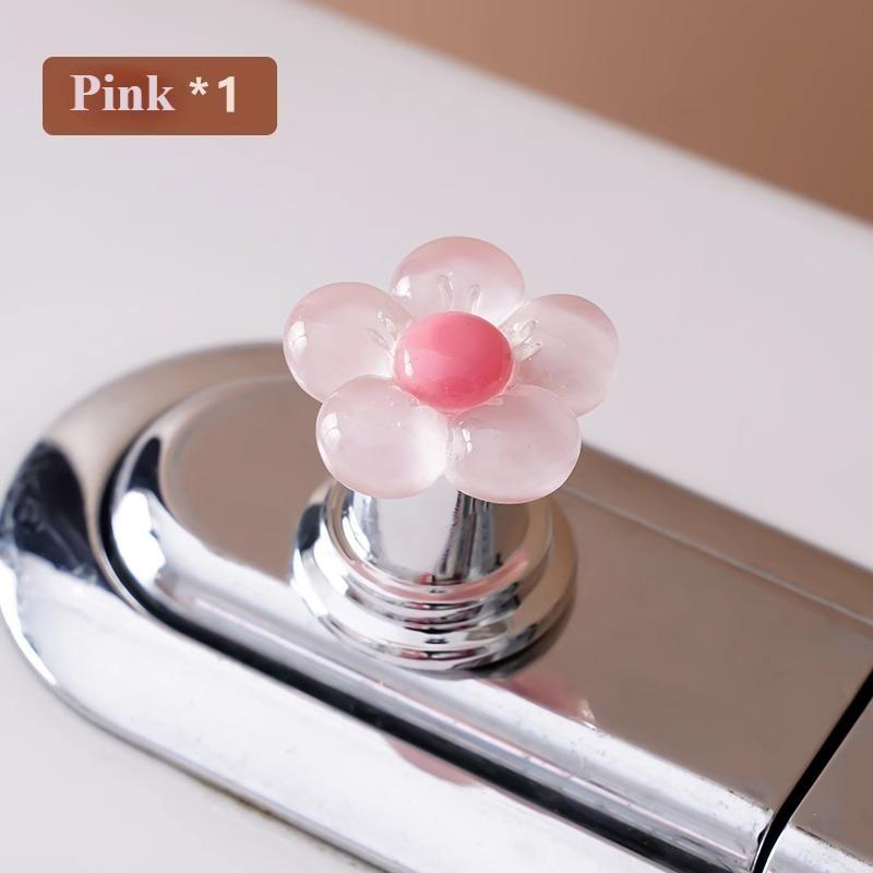 

Flower Shaped Toilet Flush Handle Toilet Press Button Bathroom Accessories рожевий