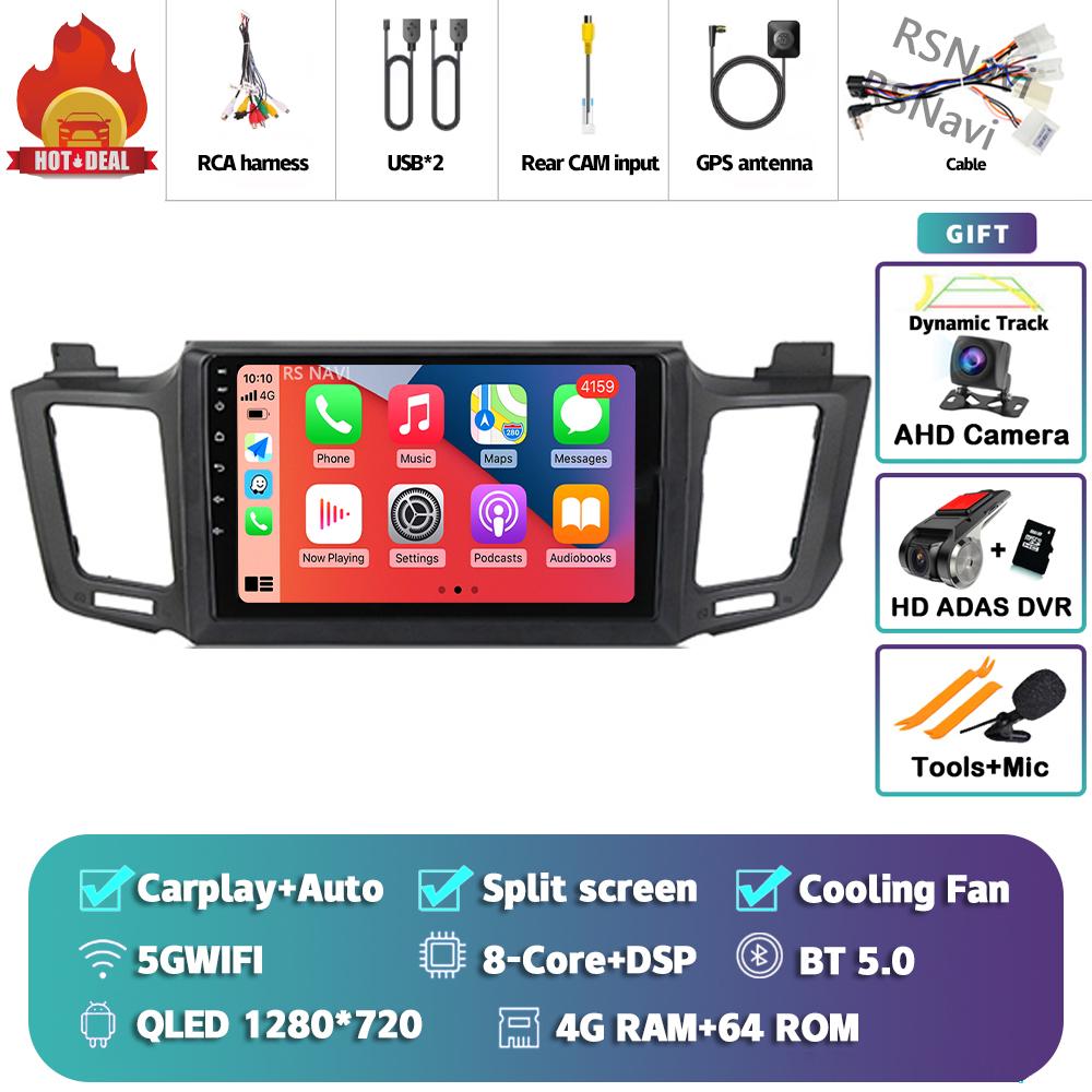 Android 14 Carplay Auto For Toyota RAV4 2012 - 2018 Car Radio 2Din Player Multimedia Srereo 360 Camera Navigation Video GPS DVD