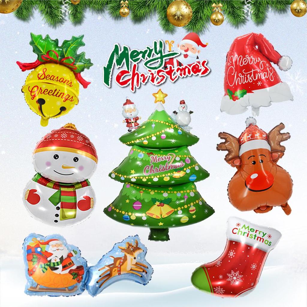 Celebrate Christmas with 18/32-Inch Aluminum Foil Balloons - Festive Santa and Snowman Decorations