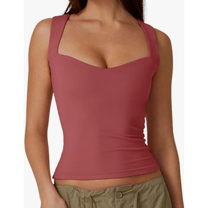European & American Style Sleeveless Square Neck Crop Top - Casual Hot Girl Vest