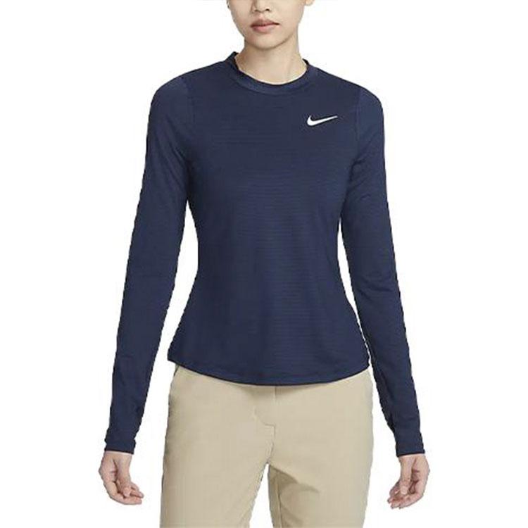 Nike UV Victory Solid Round Neck Quick-Dry Slim Fit Printed Golf Long Sleeve T-Shirt Women Tops Obsidian DH2069-451