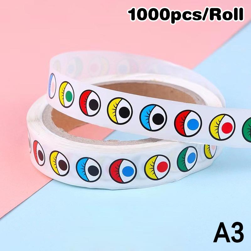 1000pcs/roll Self-Adhesive Eye Stickers Mini Eye Shaped Sticker For DIY Crafts, Party Decorations Home Decor School Supplies