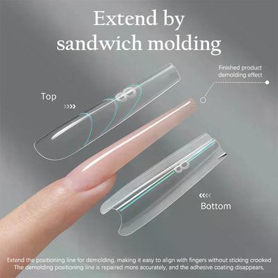 240 ks Sandwichové duální formičky na nehty Opakovaně použitelné formičky na plné krytí Čirý nástroj na tvarování prodlužování nehtového umění Formičky na nehty tvaru coffin a mandle
