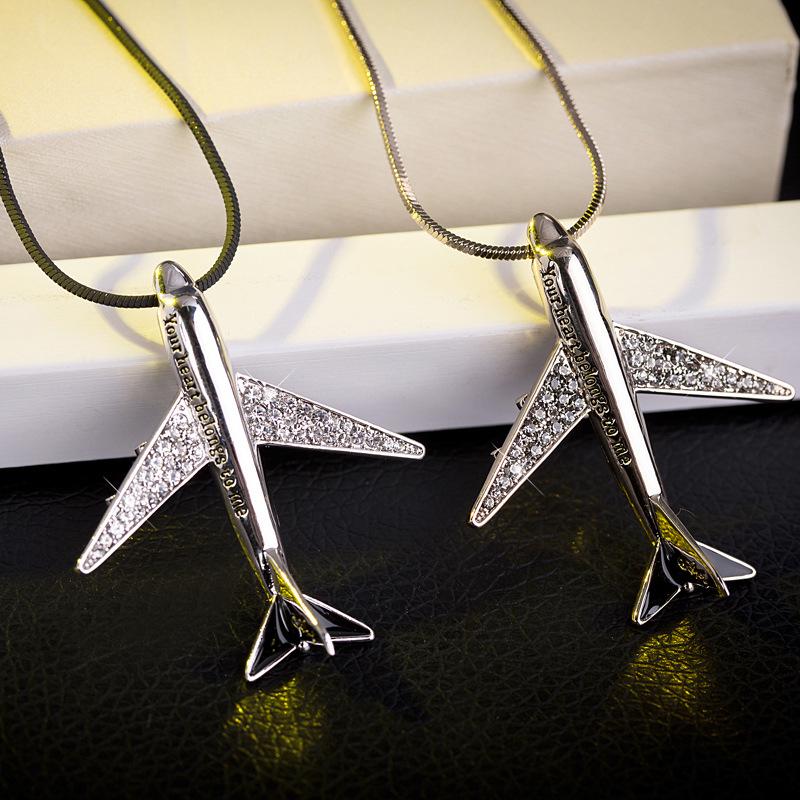 Suijue Korean Style Airplane Necklace - Women's Versatile Long Sweater Chain Pendant Ornaments