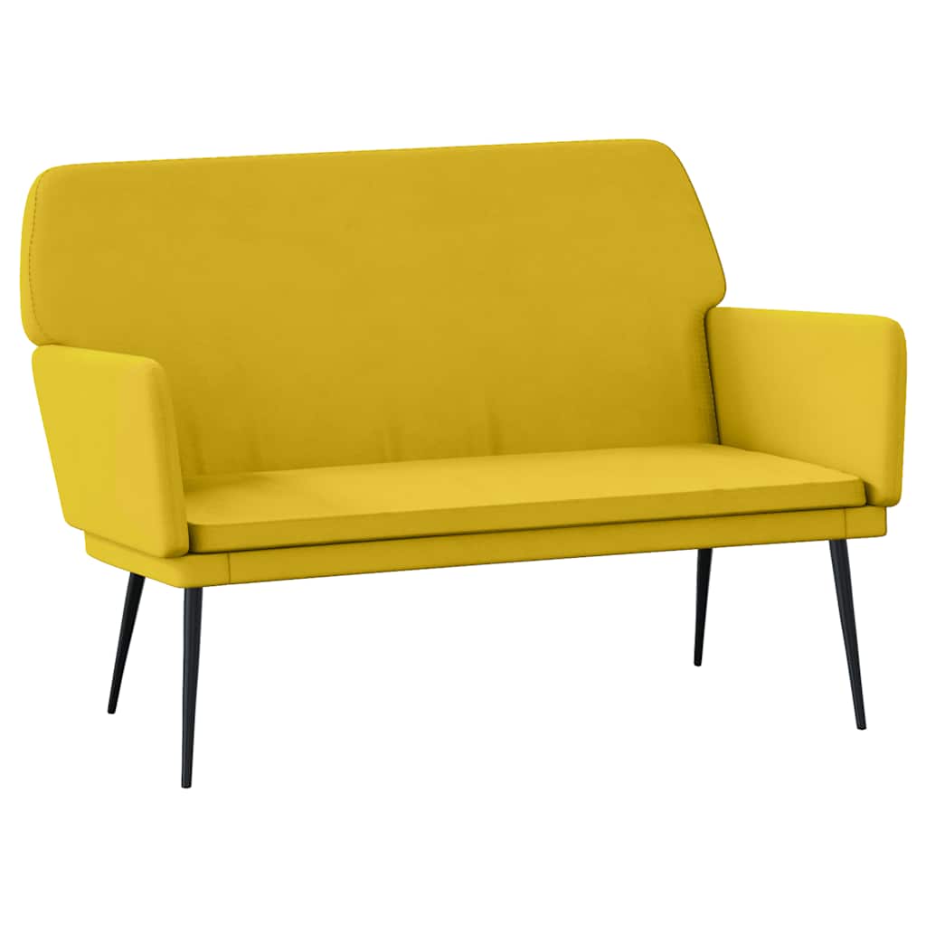 Yellow Velvet Bench 108 X 79 X 79 Cm