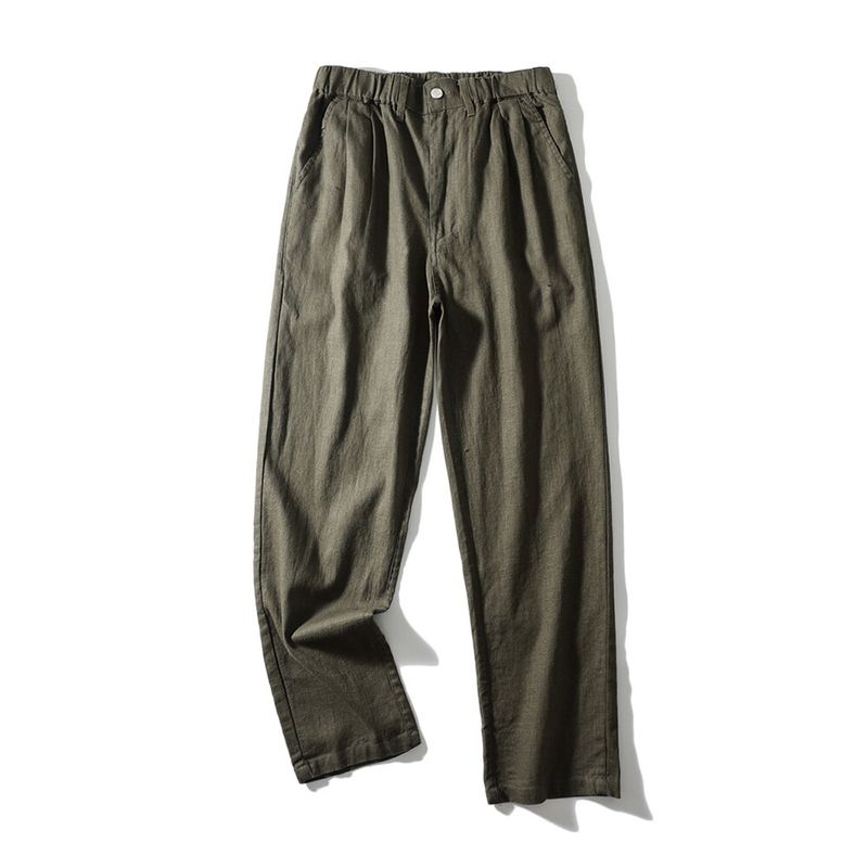 Old Money Style Linen Pants for Men, Summer Thin Loose Straight Cotton-Linen Trousers, Export Men's Clothing, Japanese Casual Long Pants