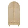 Kleiderschrank mit Schubladen, Holztüren mit Leinenstoffbezug, Großer Stauraum, Kleiderschrank für Schlafzimmer, Moderne Aufbewahrungslösung