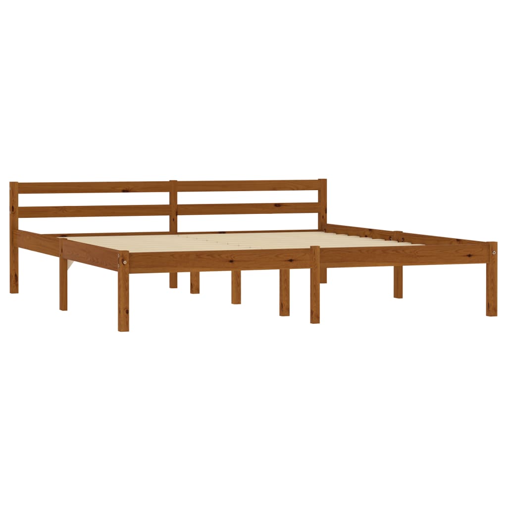 Solid Wood Bed Frame Honey Brown Pine 160 X 200 Cm