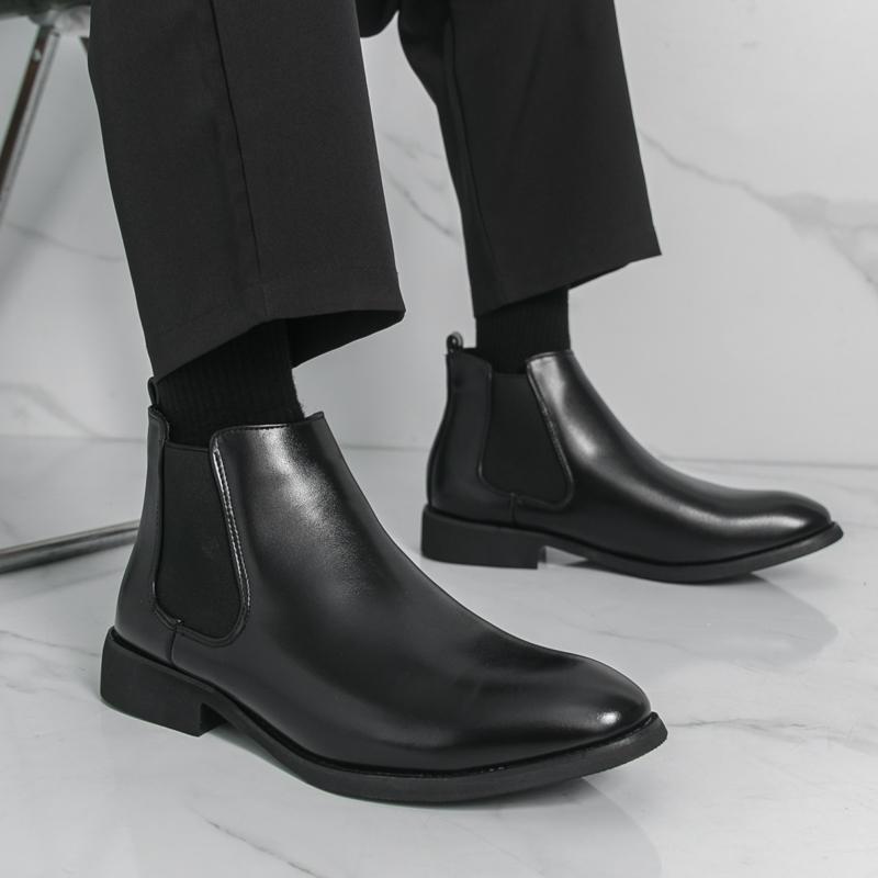 Men’s Chelsea Short Boots Business Formal High Top Boots Brown Tuxedo Ankle Boots Black Boots Large Size