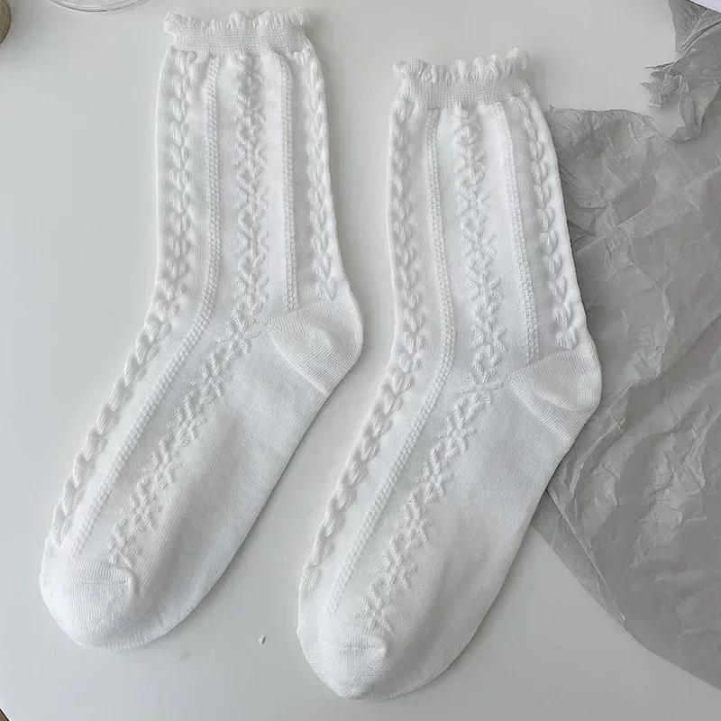 

Mid-tube Solid Lace Bow Ruffle Socks Kawaii Lolita Short Socks Cotton Socks JK Japanese Lacework Stockings Women s Stockings One Size
