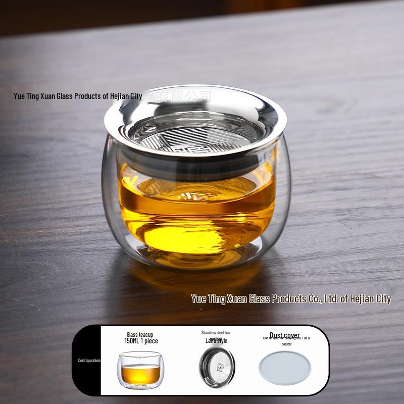 Double-Layer Glass Teapot with Infuser - Anti-Scald, Single-Serve Tea Set for Home or Office