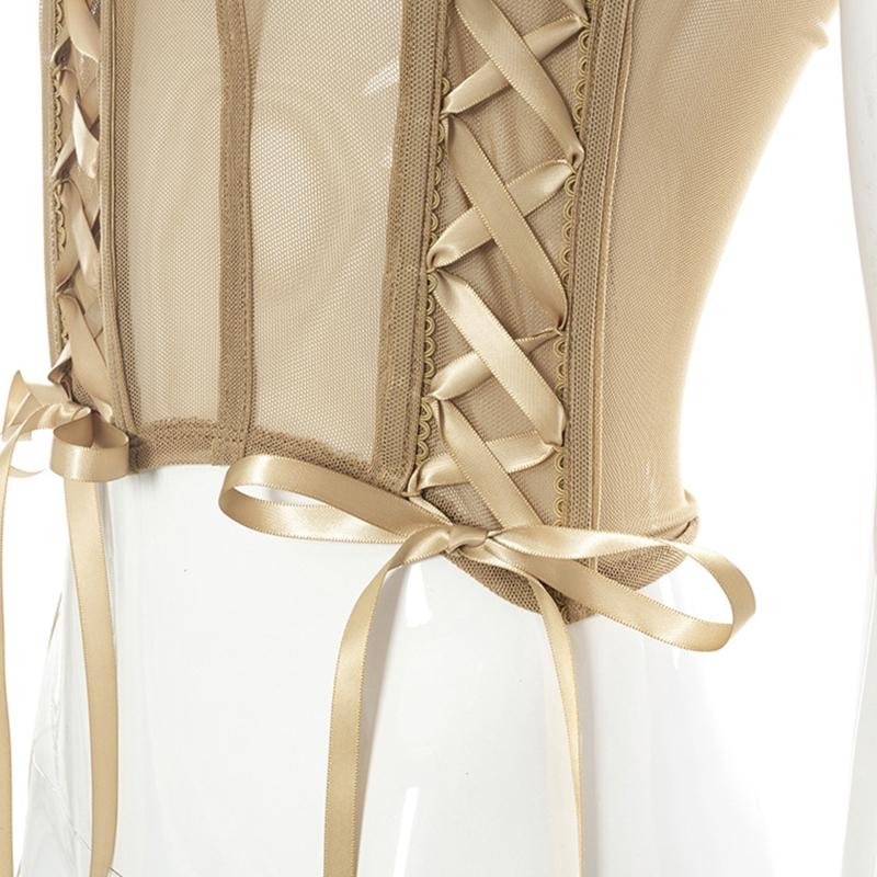 Vest Tops For Women Sexy See Through Bustier Corset Strapless Crop Tops Boned Corset Sexy Tube Top Perspective Style