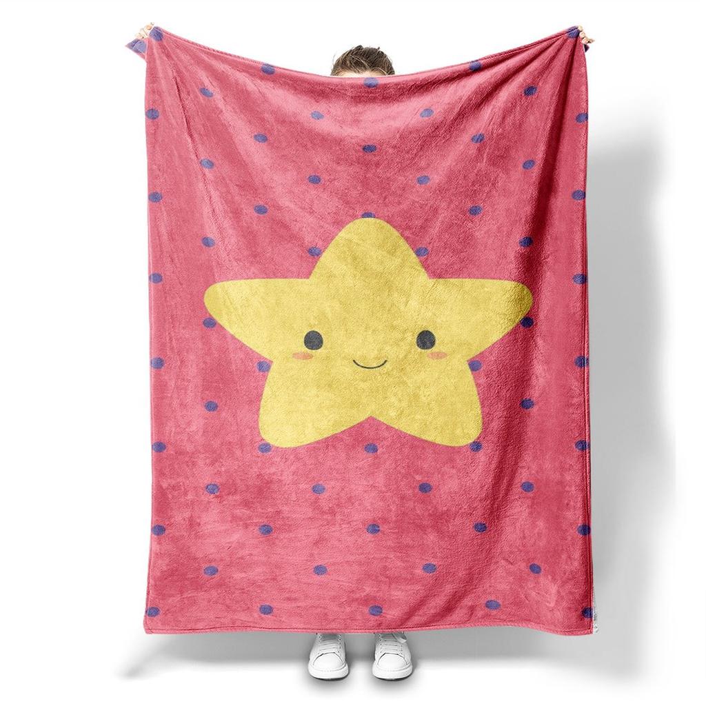 Star Pattern Flannel Throw Blanket Soft Cozy Fleece for Home Office Sofa and Car All Season Fun Gift 150x200cm