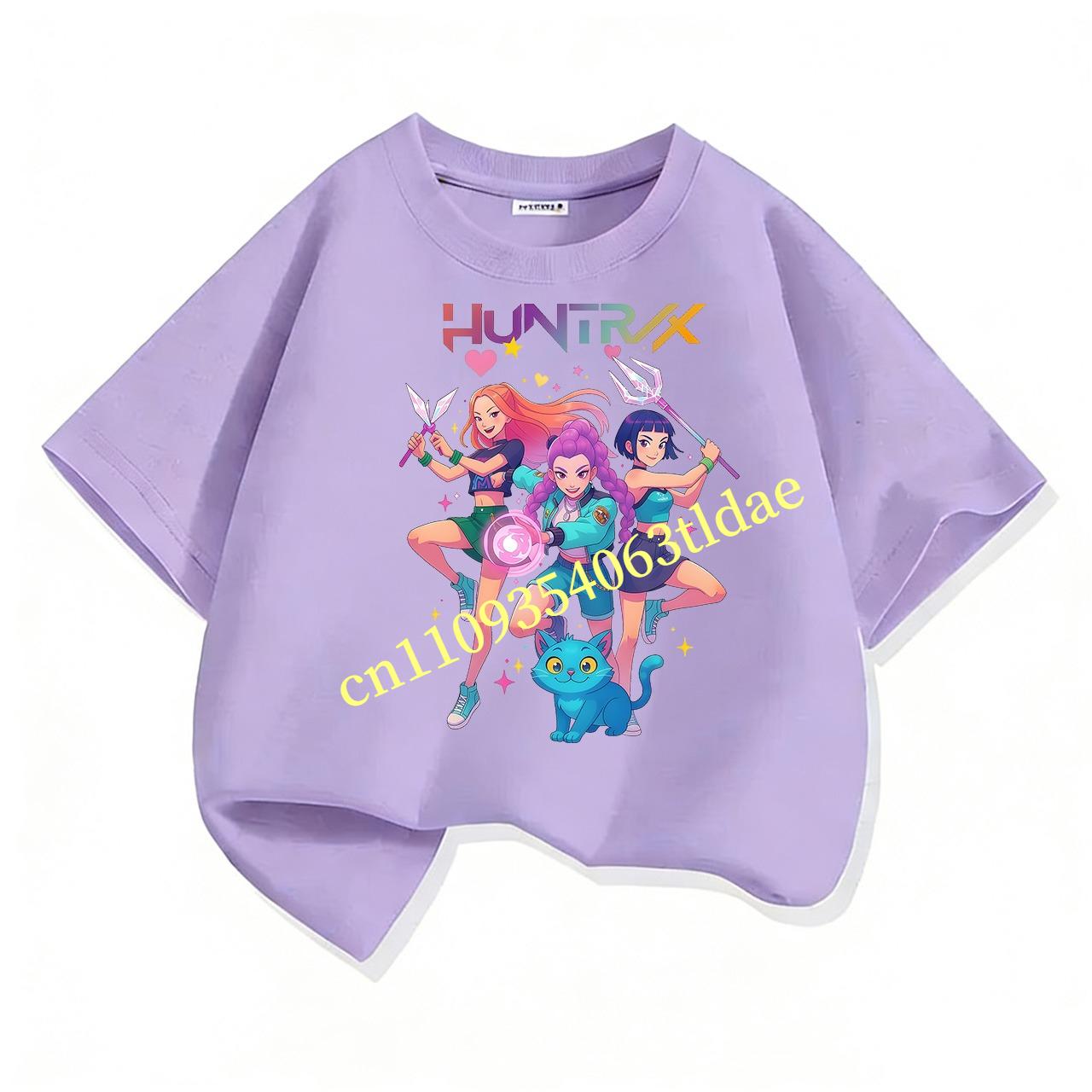 

Summer Children s Clothing Movie-Themed Short Sleeve Top for Kids Girls K-pop Demon Hunter Printed T-Shirt 160