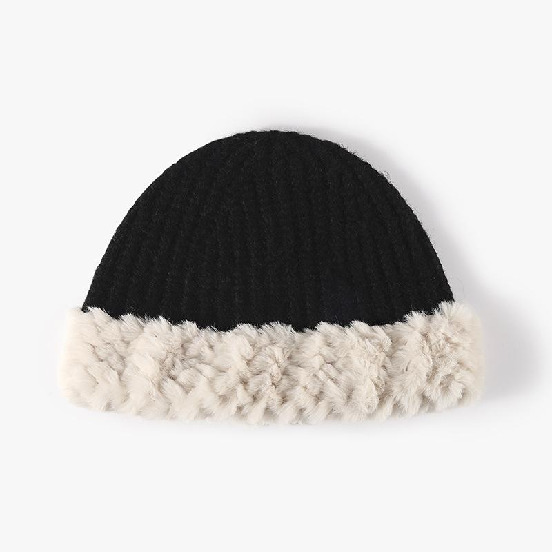 Winter Outdoor Leisure Warm Thickened Knitted Bucket Hat Women's Fashion Dome Show Face Small Wool Hat Cold