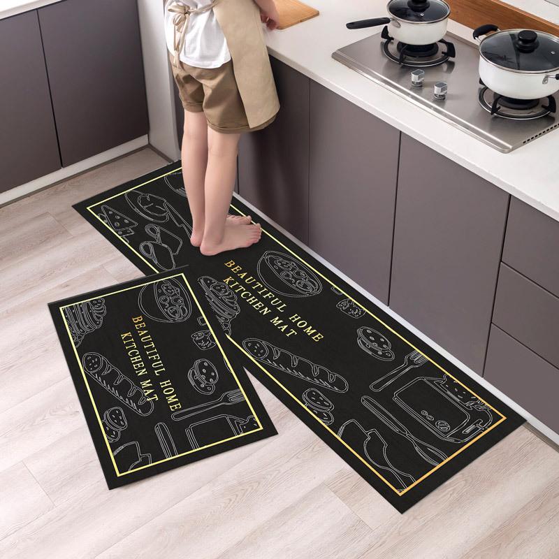 Anti Fatigue Kitchen Rugs, OneHouse plant Print Waterproof Non-Slip Thick Cushioned Kitchen Mat Heavy Duty Comfort Standing Mat for Kitchen