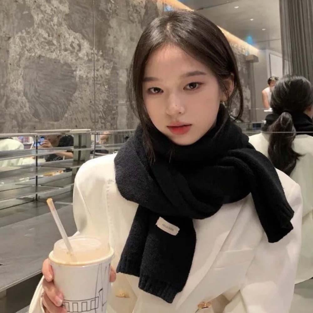 Solid Color Long Thickened Neckscarf Cold-proof Winter Warmer Scarf  Women