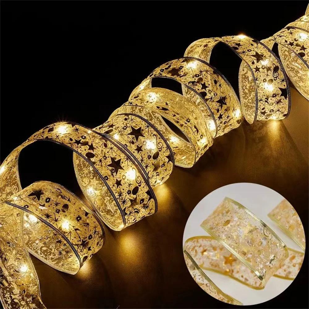 10m Indoor String Lights Battery Operated Christmas Ribbon with Lights Christmas Tree Accessories Decoration for Christmas New Year