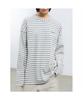 Saendeusaundeu (Unisex) Awning Stripe Long Sleeve T-Shirt Gray